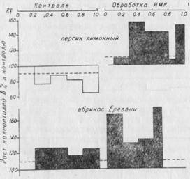 Гистограммы экстрактов из коры и почек одревесневших побегов персика Лимони и абрикоса Еревани