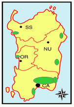 регионы выращивания столового винограда  на Сардинии